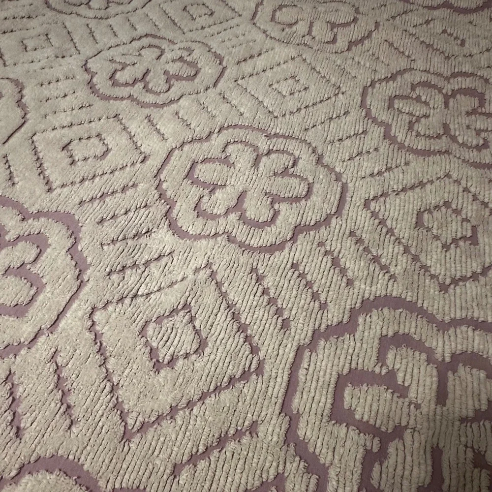 Vintage Chenille Bedspread Lavender Good Tufted Floral Fringe Boho Cottagecore